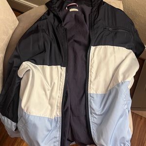 Striped blue brandy melville/jgalt jacket with hood
